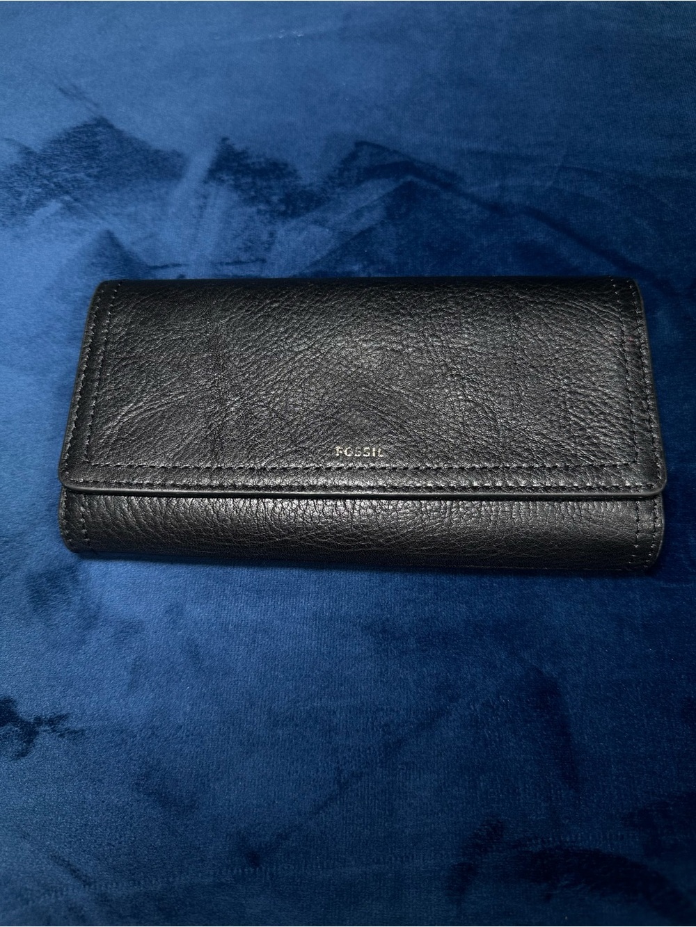 FOSSIL Logan   RFID Black Leather Flap Long Wallet EUC Retails $100